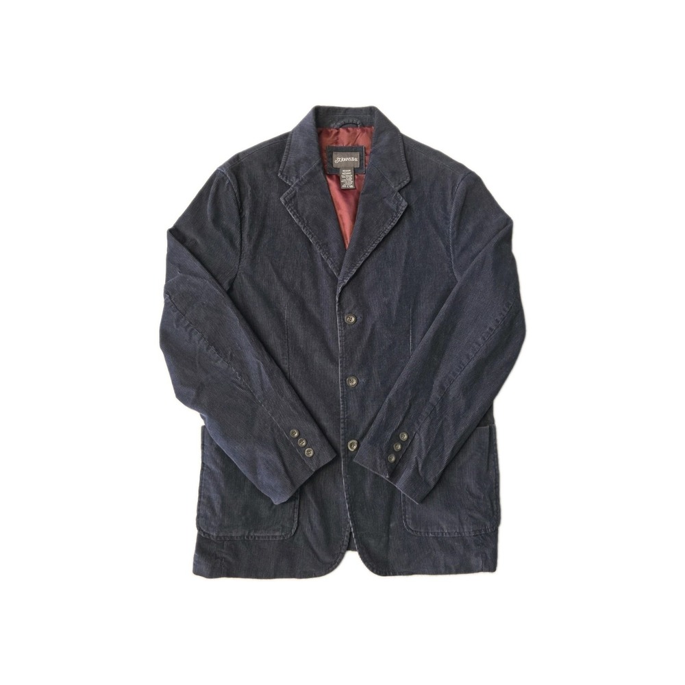 St Johns Bay Mens Corduroy Sport Coat Navy Blue Blazer Jacket Size M RN93677